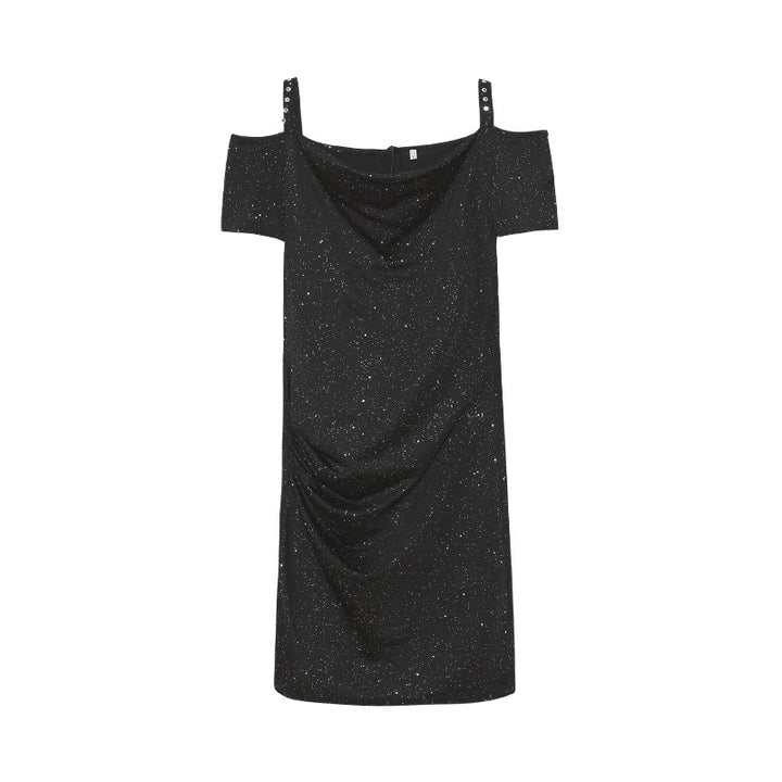 Off-Shoulder Rynke Slip-Kjole Stilla