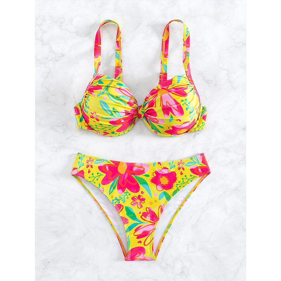 Dame blomster mønster push-up bikini sæt Stilla