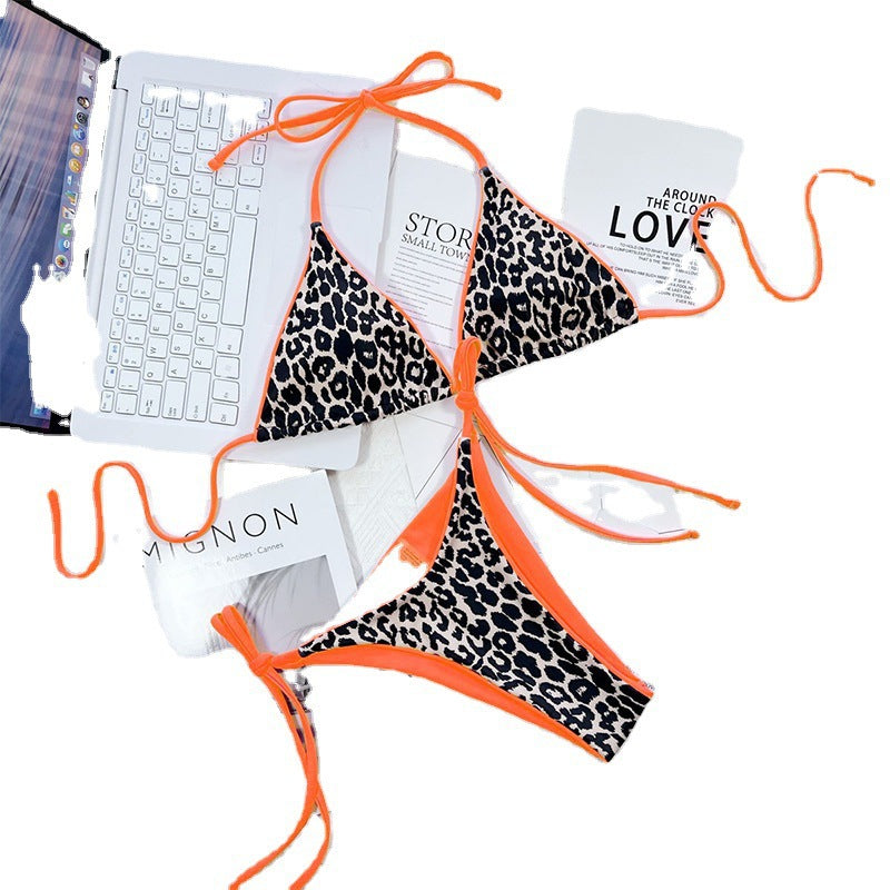 Dame Triangel-Bikini-Sæt med moderigtigt mønster og justerbare stropper Stilla