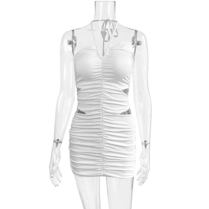 Dame Sexy Minikjole med cut-out detaljer og rynket design Skovae