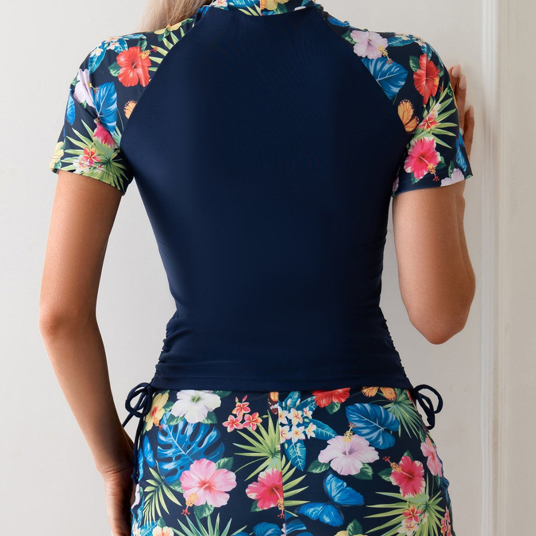 Dame Sporty Badetøjssæt med Blomsterprint og Sidestropper Skovae