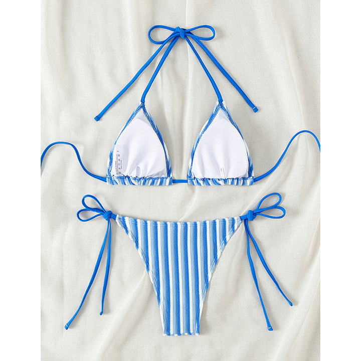 Dame triangel-bikini med justerbare stropper og raffineret stribemønster Stilla