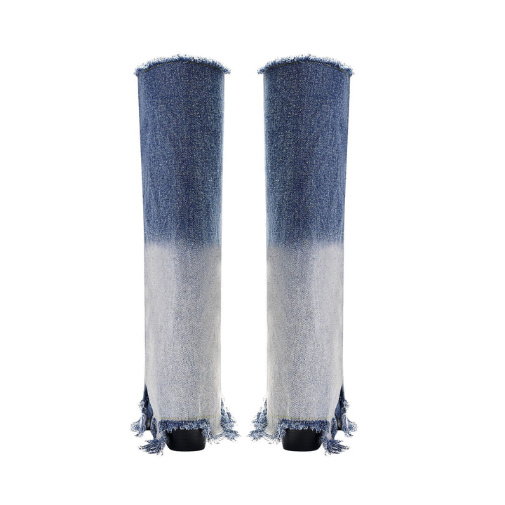 Femme Distressed Denim Over-knæet Mode Støvler Stilla