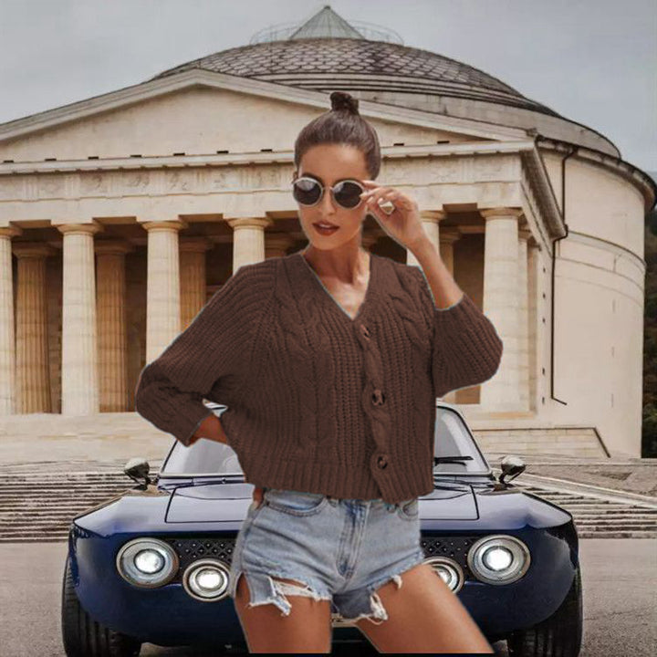 Kvinders chunky strik cardigan med knapdetaljer og afslappet pasform Stilla