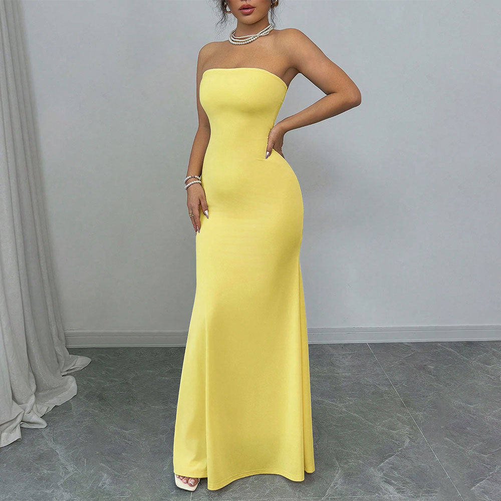 Kvindernes figursyede indpakning maxi kjole med off-shoulder design og sexet rygsplits Stilla
