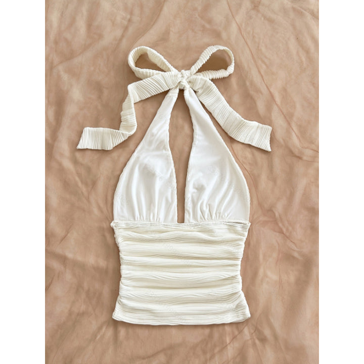 Dame Højfleksibelt Crop-Top med sømløst design og flæser Skovae