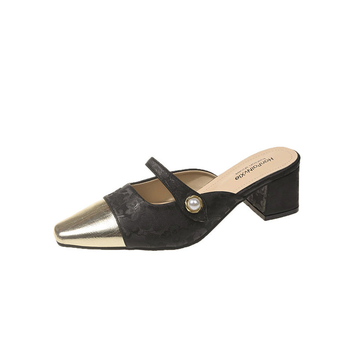 Dame elegante spidse Slingback-hælmules med dekorativ perleaccent Stilla
