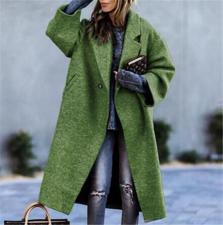 Dame Oversized Uldfrakke med struktureret Design og Knapliste Stilla