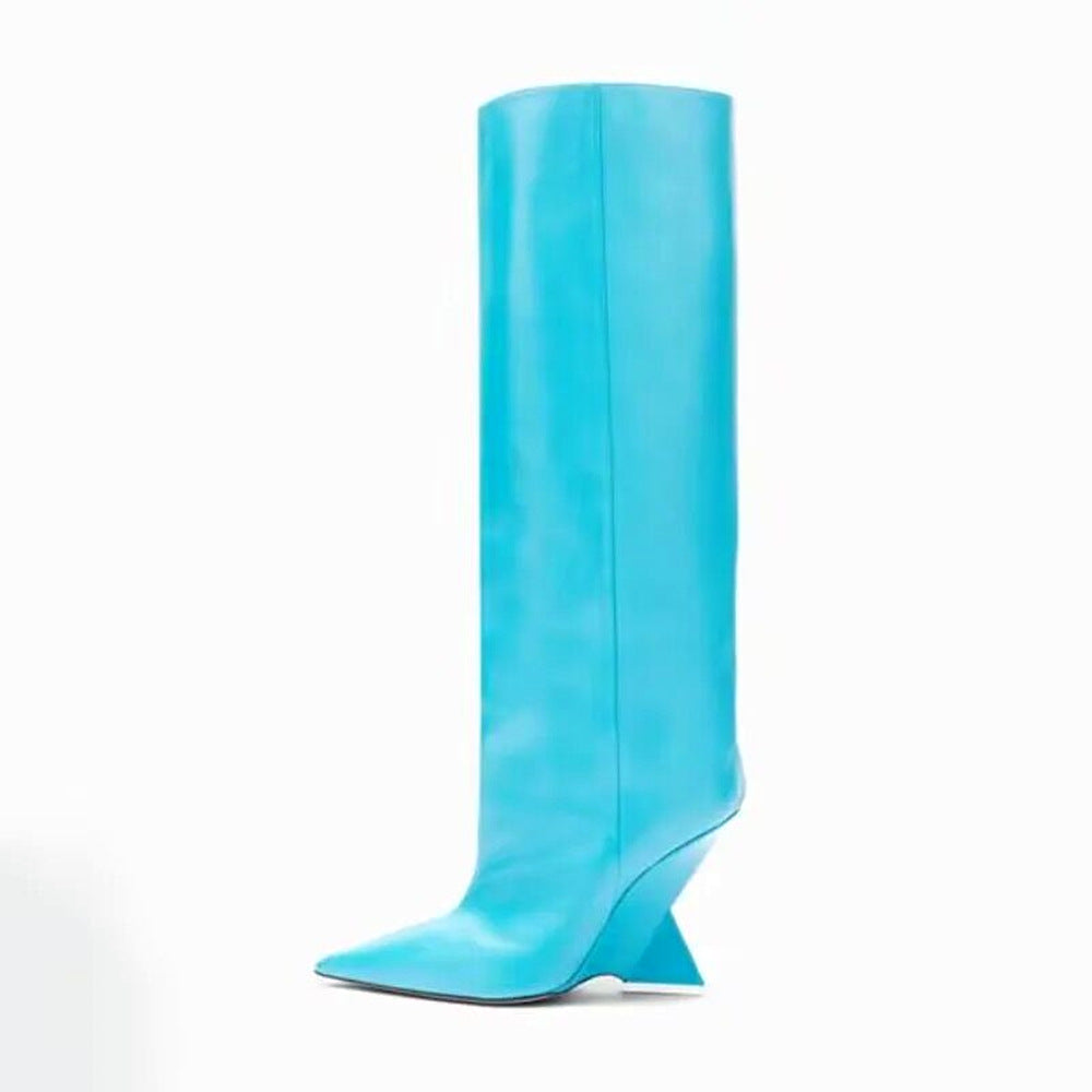 Femme knæhøje stiletto-støvler med skulpturelt design Stilla
