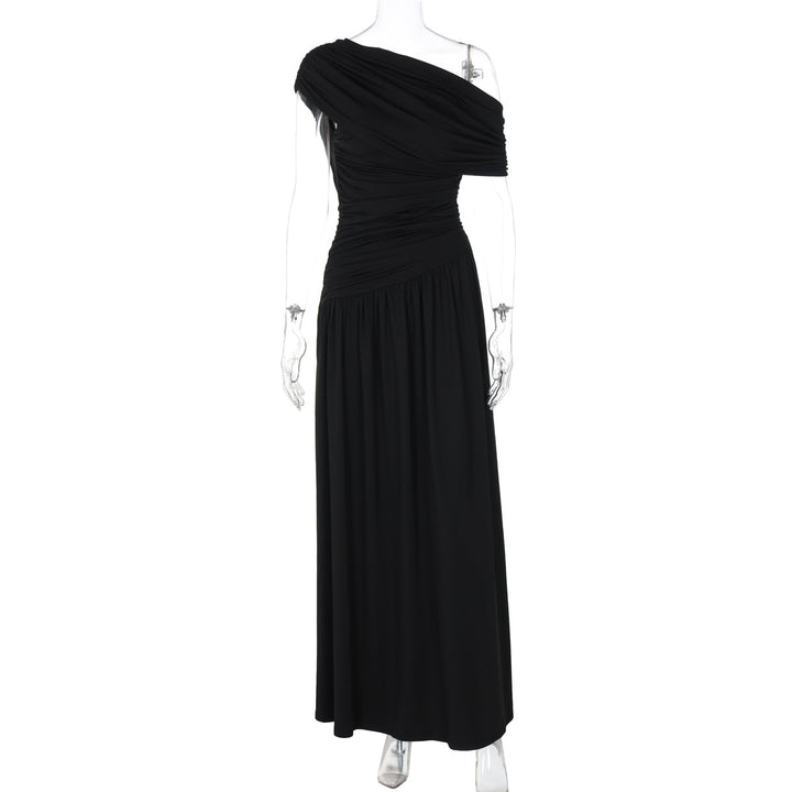 Dame Elegant Wrap Maxi Kjole med asymmetrisk skæring og kvalitets jersey Skovae