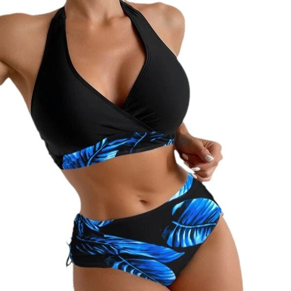 Dame Højskåret Bikini-Sæt med raffinerede Snøre Detaljer Stilla