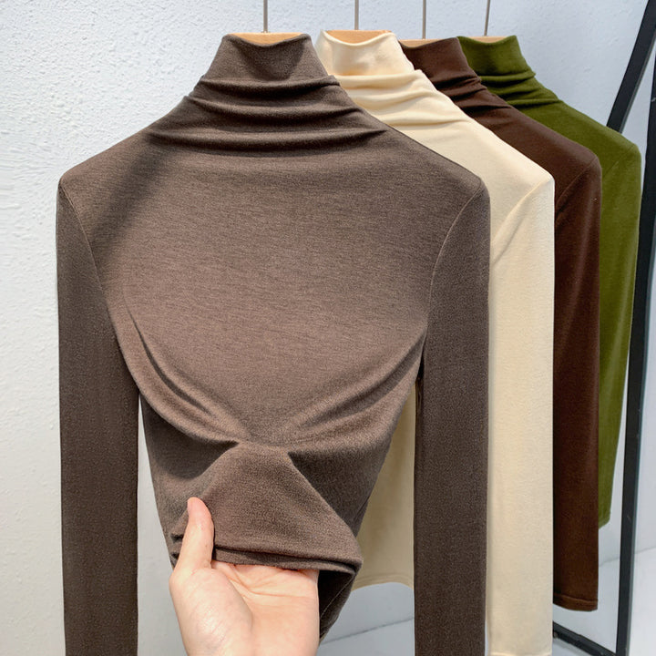 Damer Langærmet Rullekraveoverdel med elegant Draperingseffekt Stilla