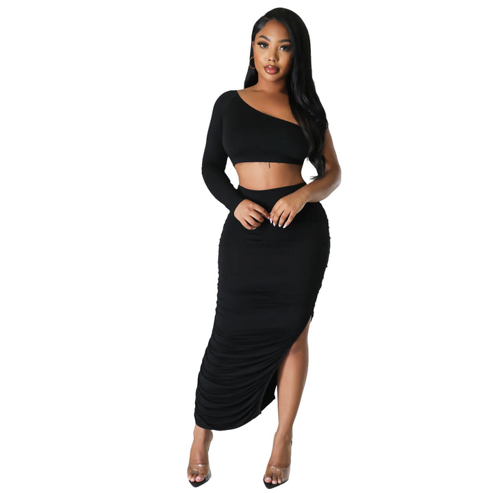Dame Off-Shoulder Raffung To-delt Sæt Stilla