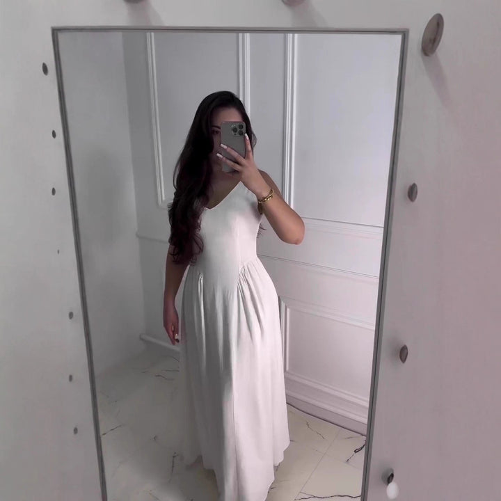 Dame Elegant A-linje Midi Kjole med Flared Skirt Stilla