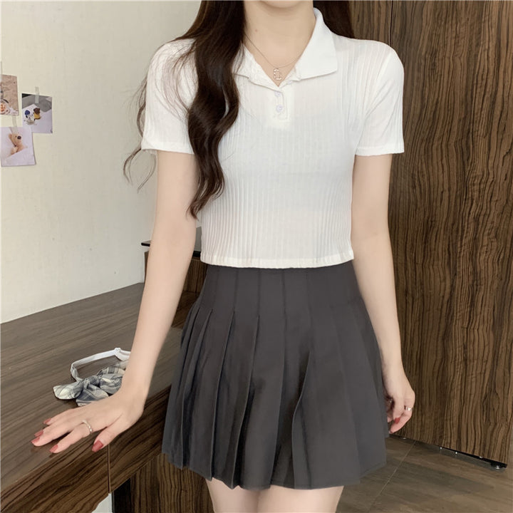 Femme Cropped Polo Stil Top Stilla
