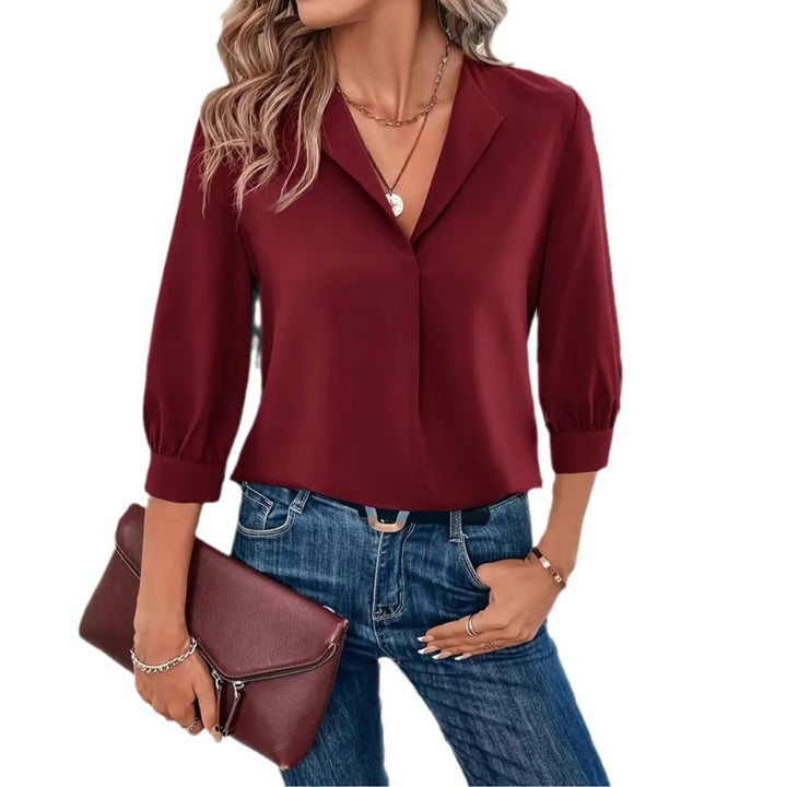 Damebluse med elegant krave og voluminøse ærmer Stilla