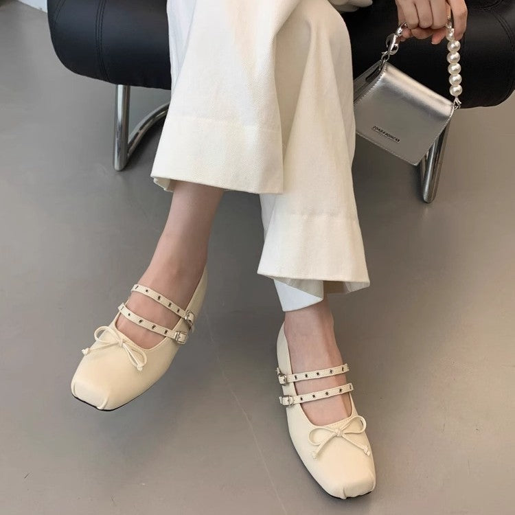 Damer elegante Mary Jane Ballerinaer med dekorative remme Stilla