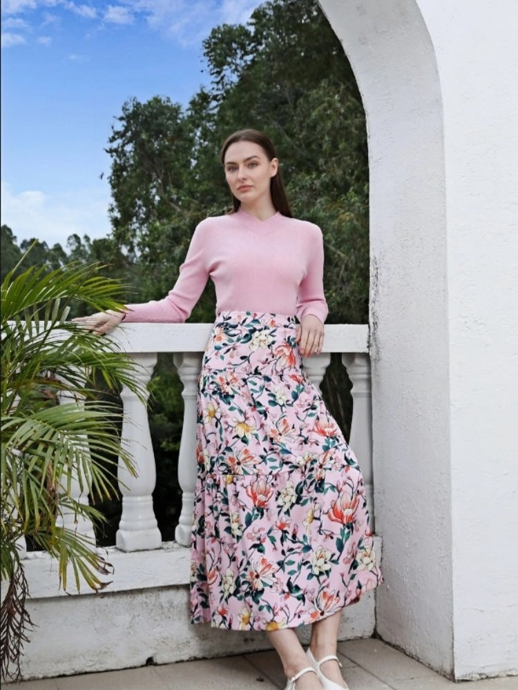 Dame maxikjole med blomstermotiv og elegant snit Stilla