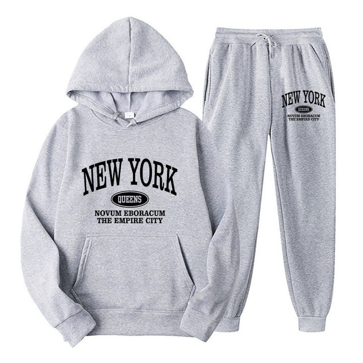 Kvinders hoodie sæt med alsidig skrift og komfortable lommer Skovae