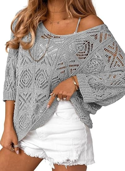 Dame strikpullover med åbent skulderdesign Stilla