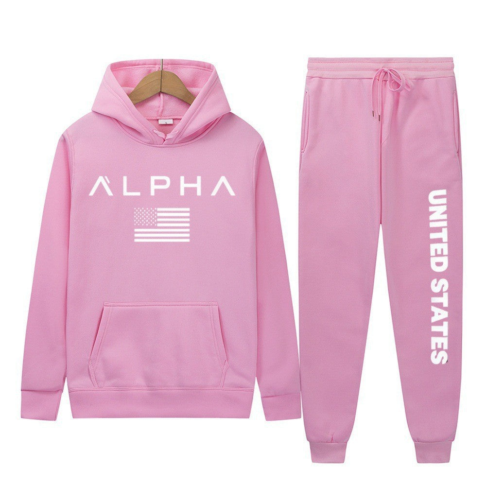 Kvinders hoodie og joggingbukser sæt med kreativt frontprint og sporty snit Skovae
