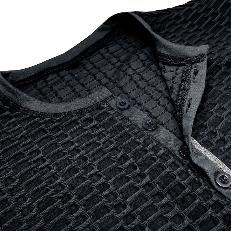 Herrer moderigtig kortærmet Henley skjorte med struktureret design Stilla