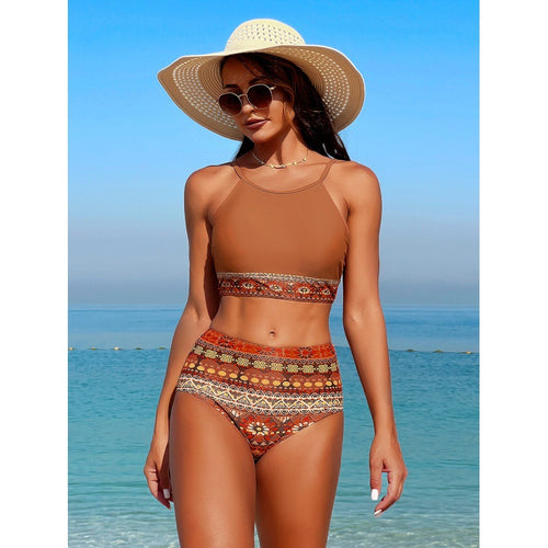 Dame Højskåret Bikini med stilfuldt bånddesign Skovae