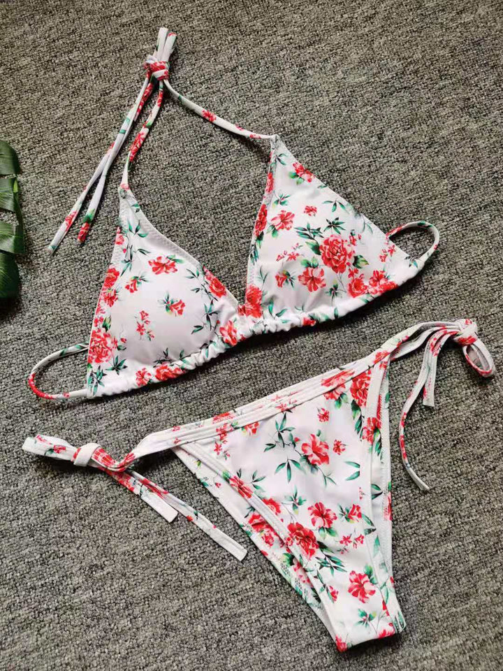 Damer Blomster Mønster Trekant Bikini Sæt Stilla