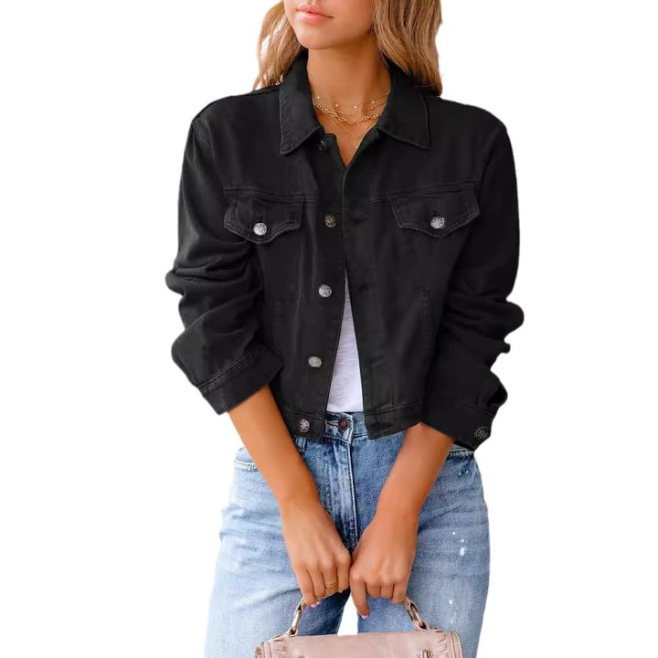 Dame Kort Denim Jakke med Fashionabel Snit Stilla