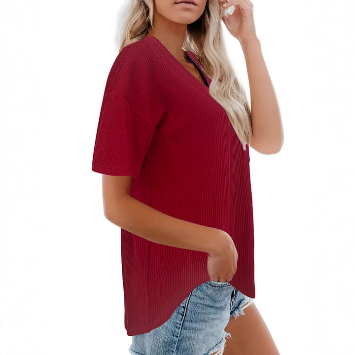 Damer Relaxed Fit V-Hals Lommer T-Shirt Stilla