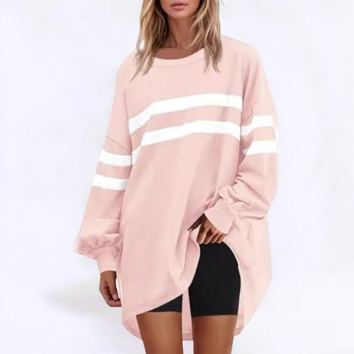 Stilla | Trendy Strikket Pullover Med Sportslige Striber