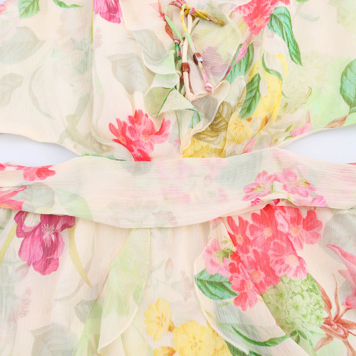 Dame Floral Print Wrap Maxikjole med flæsekant Stilla