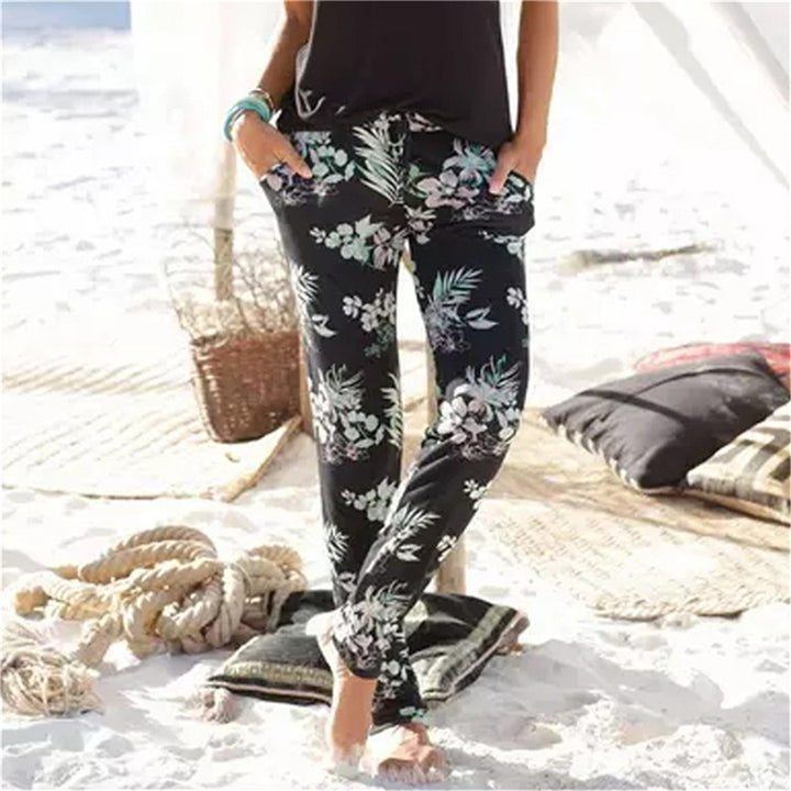 Dame let Jersey-bukser med blomsterprint Stilla