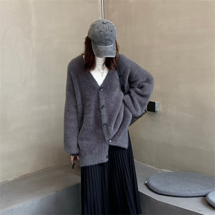 Femme Luksuriøs Fuzzy Strik cardigan Stilla