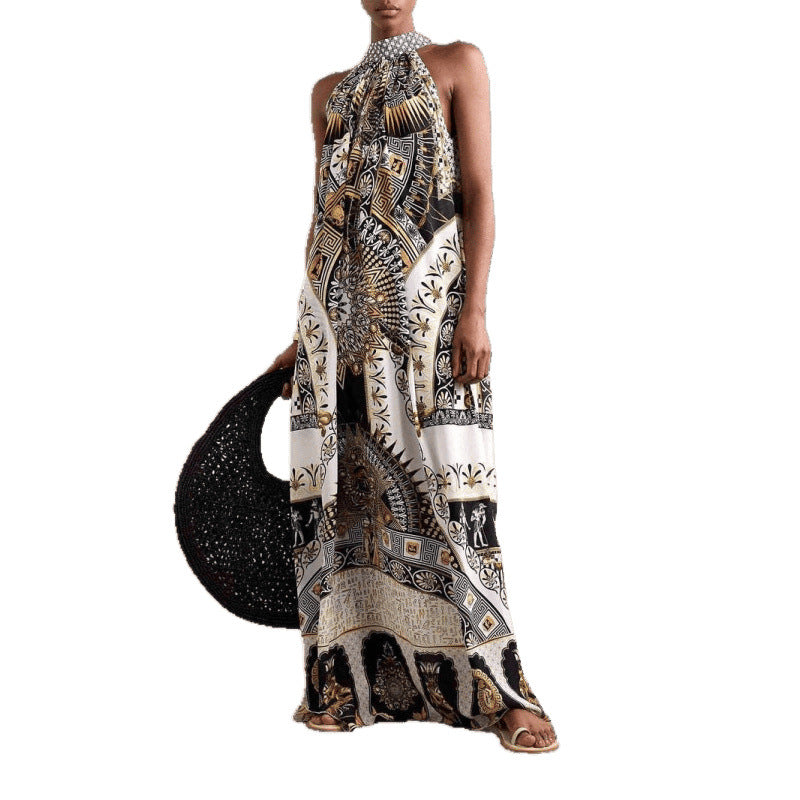 Kvinder Halter Maxi Kjole med kunstnerisk tryk Stilla