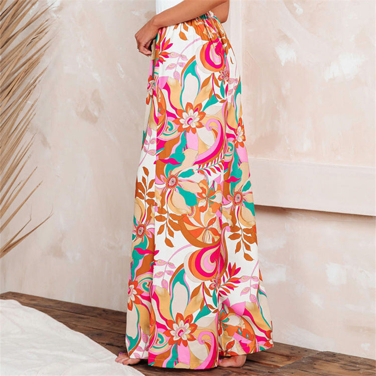 Dame bred, floral trykt sommerbukser Stilla