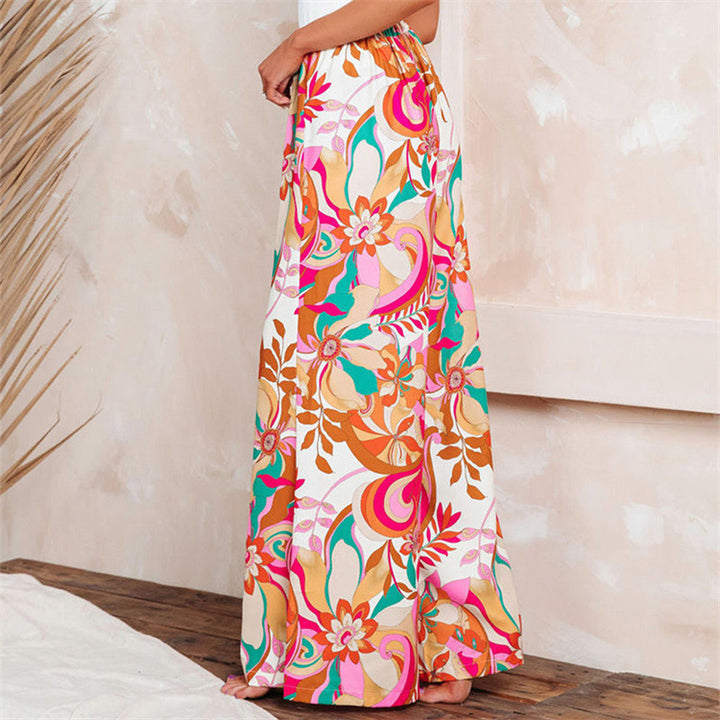 Dame bred, floral trykt sommerbukser Stilla