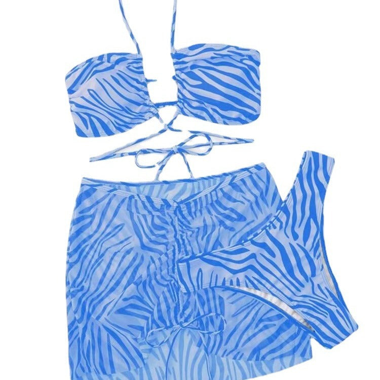 Dame Bandeau-bikini-sæt med gennemsigtig overkjole og fashionable design Stilla