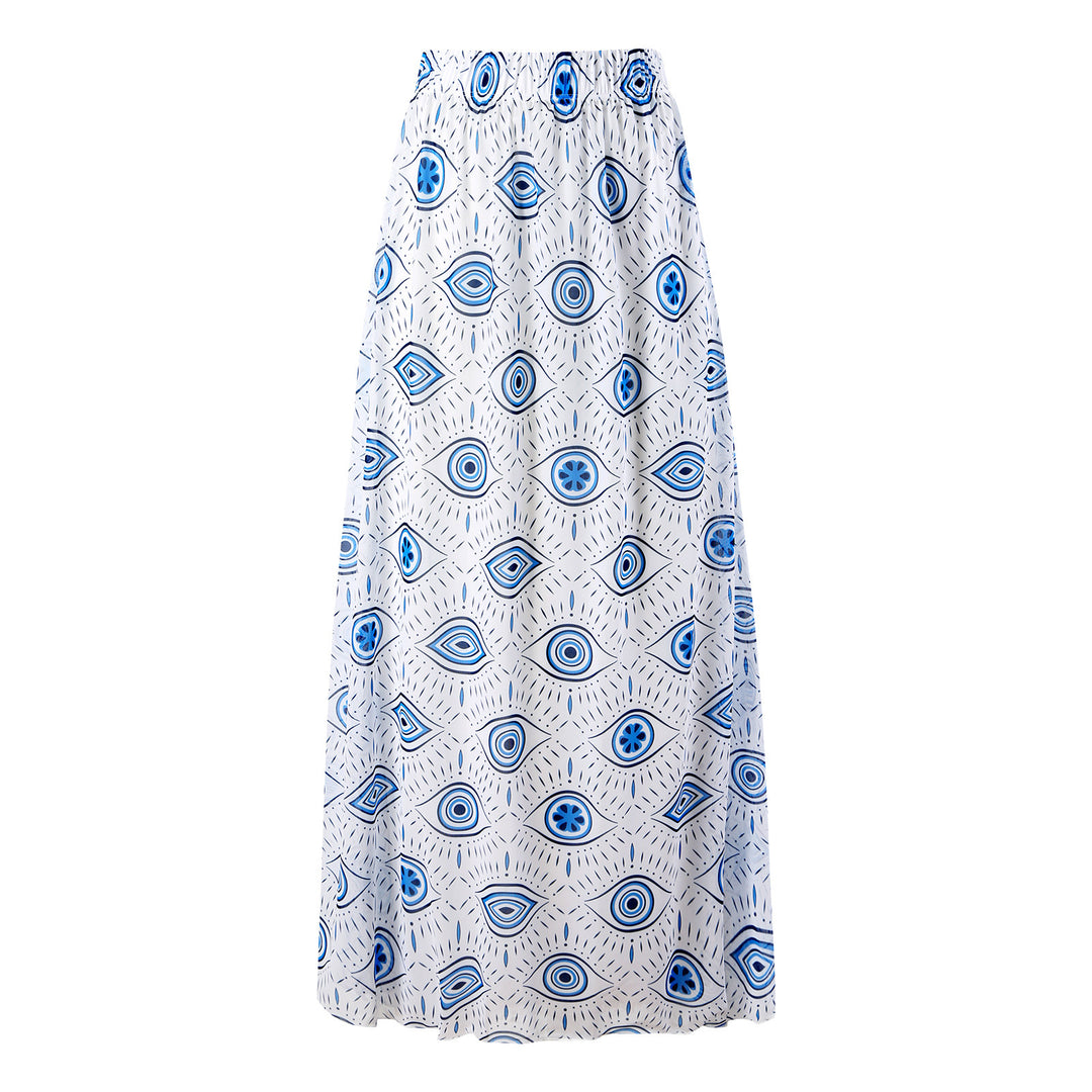 Dame Bikinisæt med voluminøs flæsekant og maxilængde blomster skirt Stilla
