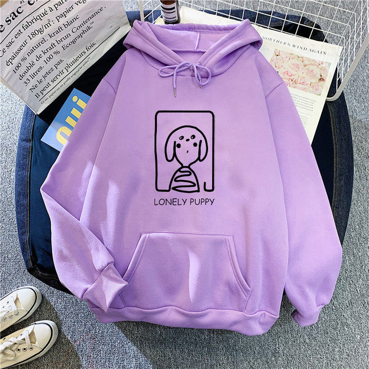 Kvinders hoodie med kreativt hundemotiv Skovae