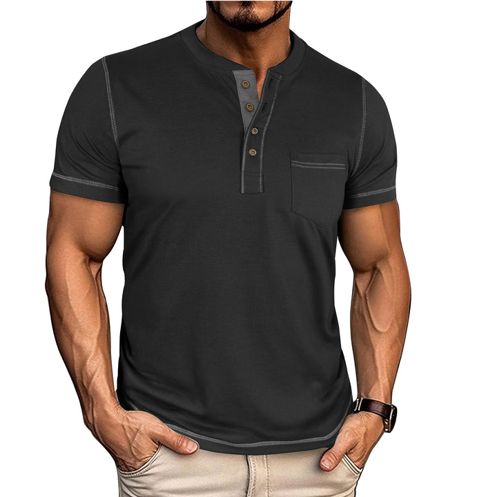Herrer Korte ærmer Henley-shirt med moderne design og praktisk brystlomme Stilla