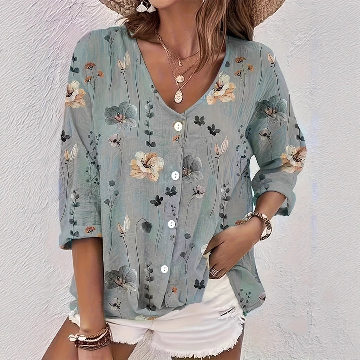 Dame bluse med blomsterprint Stilla