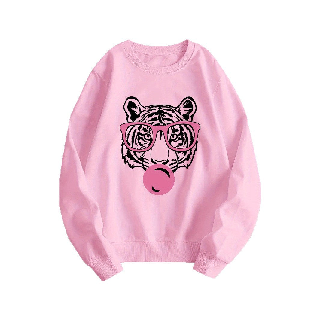 Kvinders sweatshirt med kreativ tiger design og afslappet snit Stilla