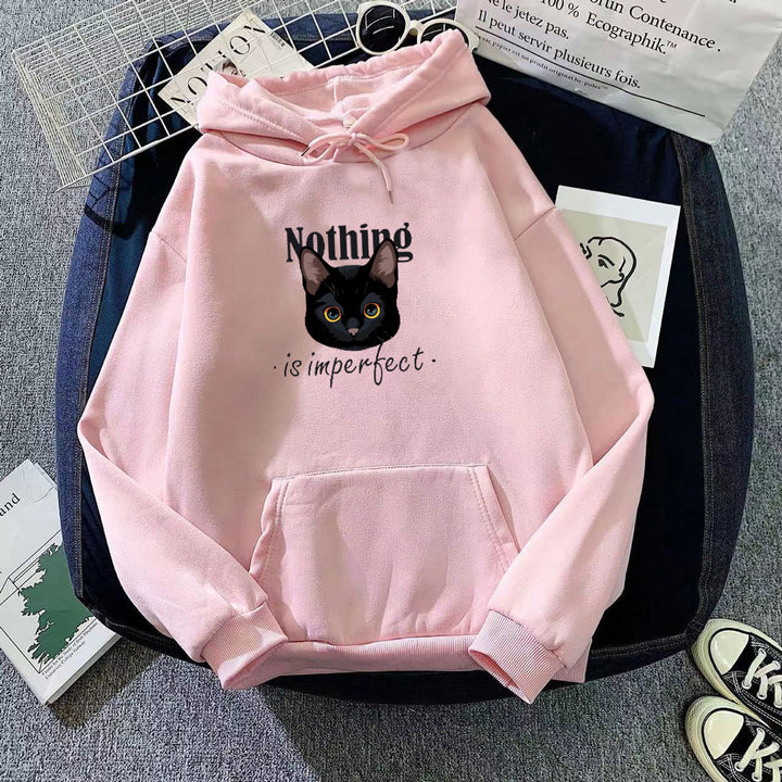 Women's Cozy Hoodie with Artistic Cat Design Skovae