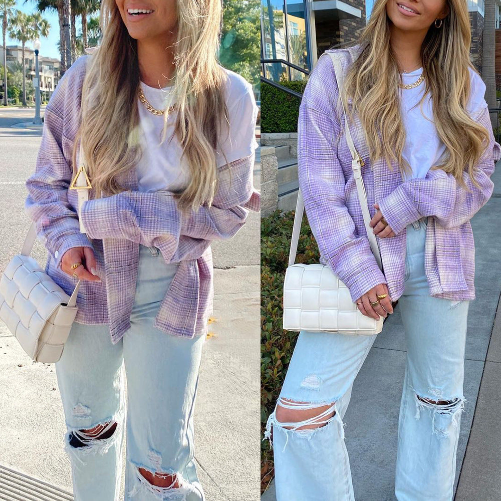 Damer Oversized Skjorte i ternet design Stilla