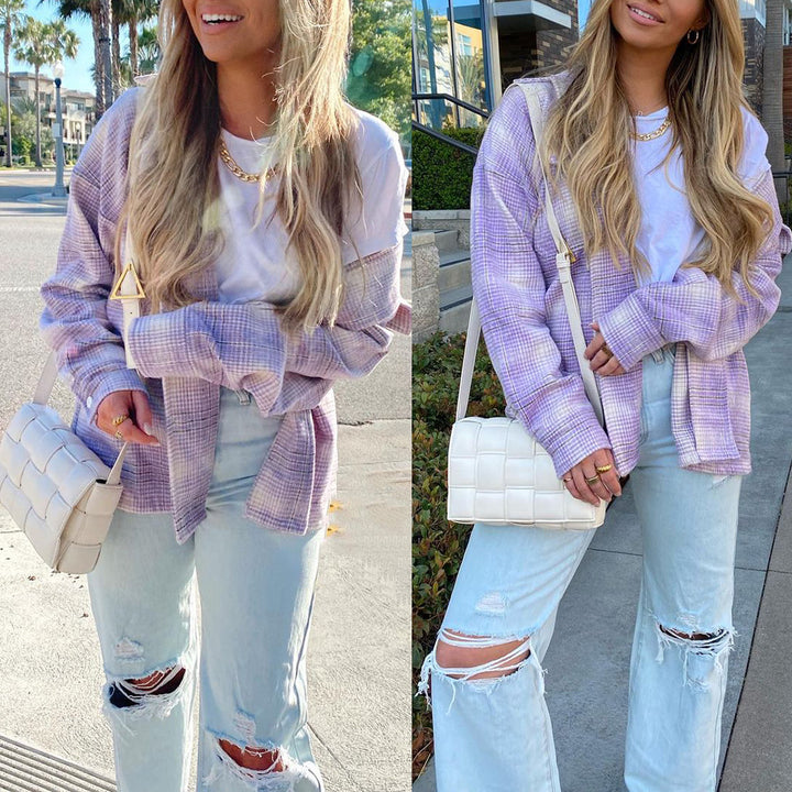 Damer Oversized Skjorte i ternet design Stilla