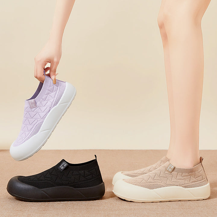 Dame Bequeme Slip-On Sneakers med elastisk strikstruktur og skridsikker sål Stilla