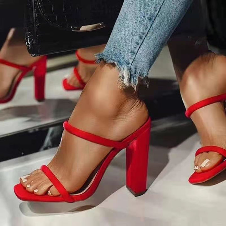 Dame High-Heel Sandaler i elegant slangeskinn-look med elegante stropper Stilla
