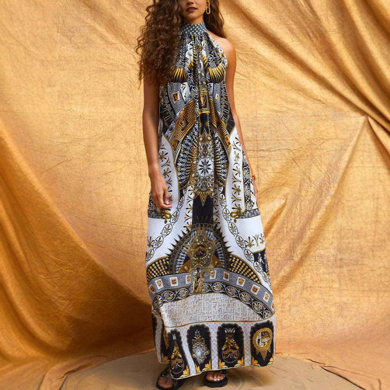 Kvinder Halter Maxi Kjole med kunstnerisk tryk Stilla