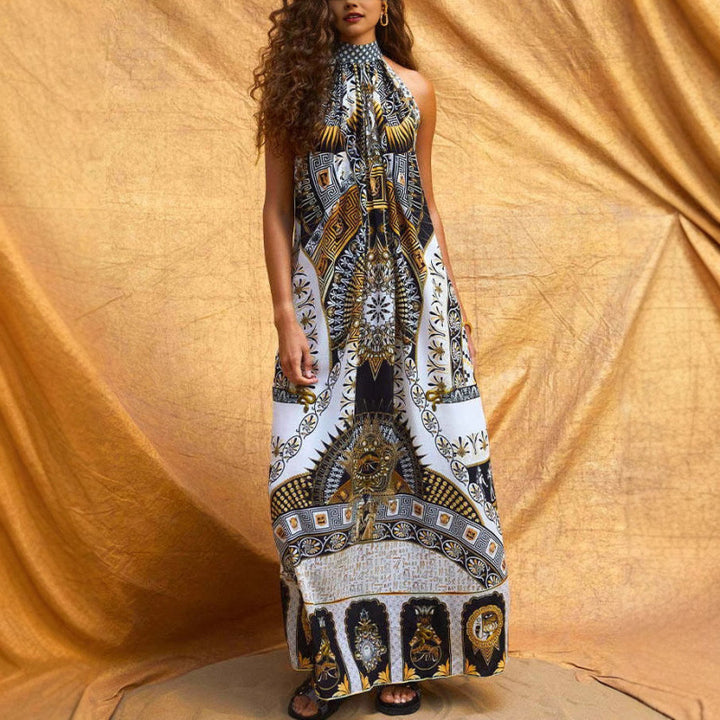 Kvinder Halter Maxi Kjole med kunstnerisk tryk Stilla